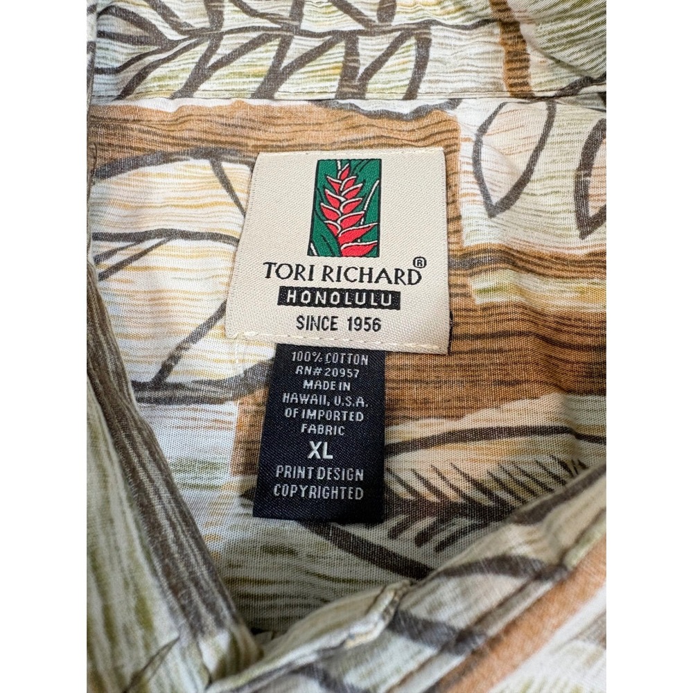 Tori Richard Honolulu Mens XL Short Sleeve Button Down Shirt Tropical Leaf Print - Picture 7 of 8